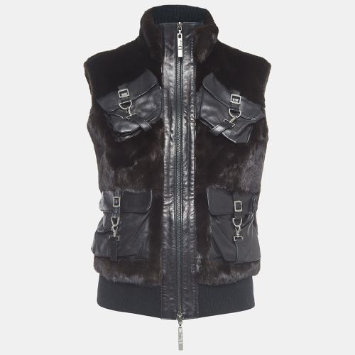 Christian Dior Boutique Black Fur and Leather Sleeveless Zipper Jacket M - Dior - Modalova