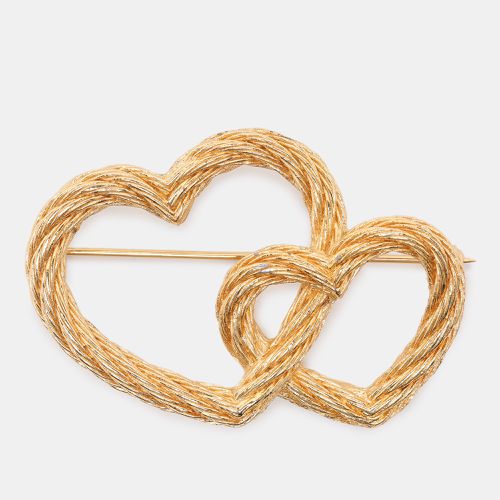 Dior Gold Tone Metal Double Heart Brooch - Dior - Modalova