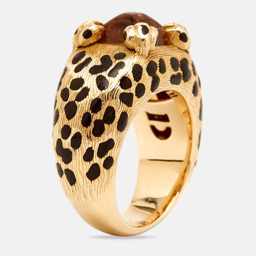 Dior Leopard Citrine Lacquer 18k Yellow Gold Ring Size 52 - Dior - Modalova