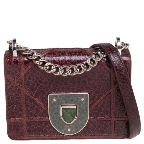 Dior Burgundy Ceramic Effect Leather Diorama Club Shoulder Bag - Dior - Modalova