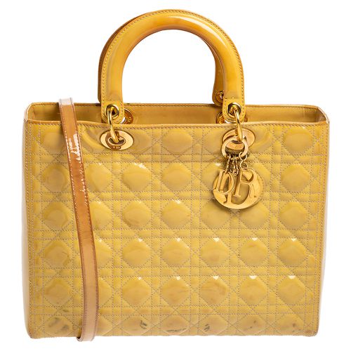 Dior Yellow Cannage Patent Leather Large Lady Dior Tote - Dior - Modalova