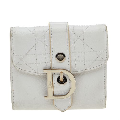 Dior White Cannage Leather French Wallet - Dior - Modalova