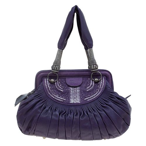 Dior Purple Pleated Leather Plisse Satchel - Dior - Modalova