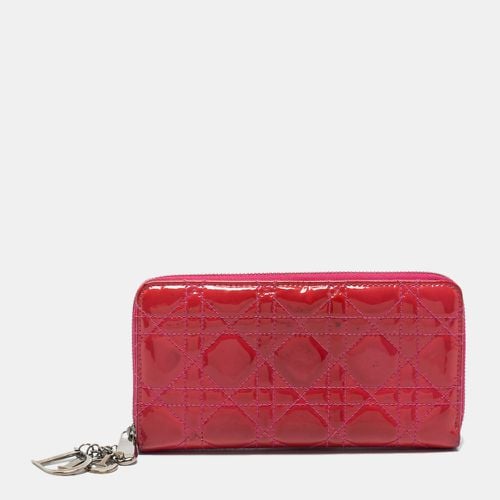 Dior Pink Patent Leather Lady Dior Zip Around Wallet - Dior - Modalova