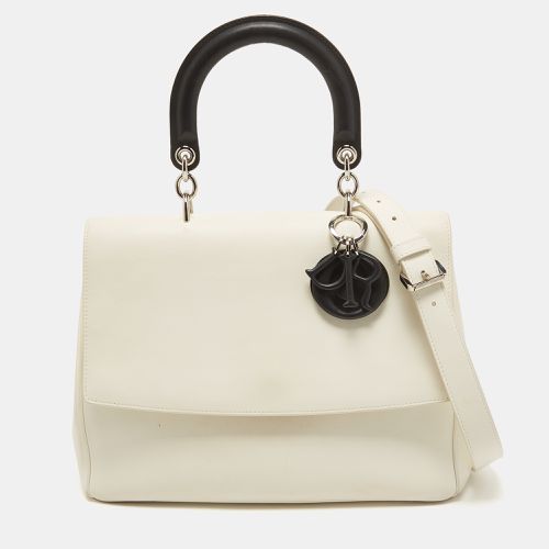 Dior White/Black Leather Large Be Dior Flap Top Handle Bag - Dior - Modalova