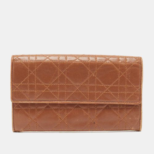 Dior Brown Cannage Leather Double Flap Continental Wallet - Dior - Modalova