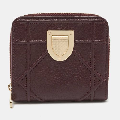 Dior Burgundy Leather Diorama Zip Compact Wallet - Dior - Modalova