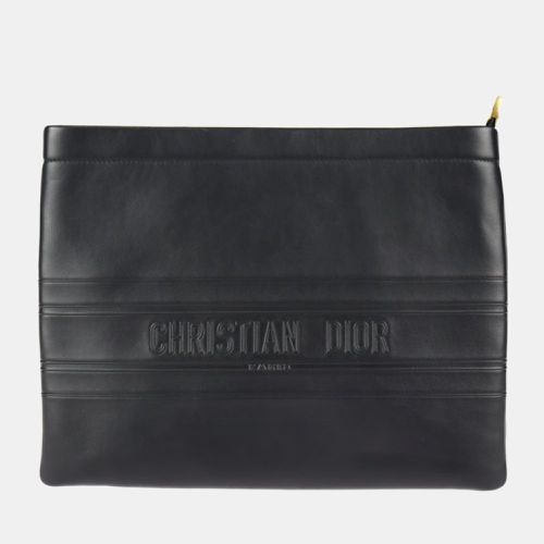 Dior Black Leather Strip Pouch - Dior - Modalova