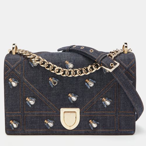 Dior Blue Denim Medium Crystal Embellished Diorama Shoulder Bag - Dior - Modalova