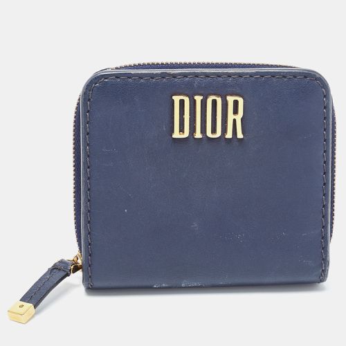 Dior Navy Blue Leather Dior D Fence Zip Wallet - Dior - Modalova