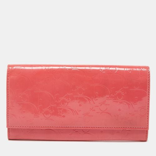 Dior Pink Oblique Embossed Patent Leather Continental Wallet - Dior - Modalova