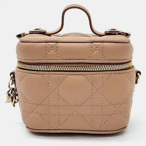 Christian Dior Tan Leather Cannage Micro Vanity Shoulder Bag - Dior - Modalova