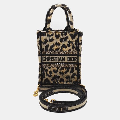 Christian Dior Beige Embroidery Canvas Mini Book Tote Phone Bag - Dior - Modalova