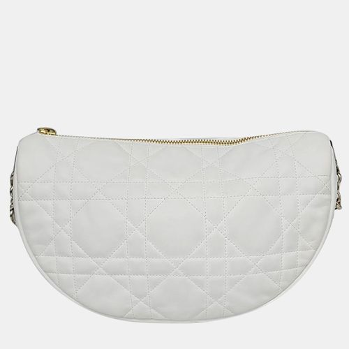 Christian Dior White/Black Cannage Leather Medium Vibe Hobo - Dior - Modalova