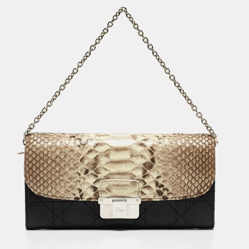 Dior Beige/Black Python And Cannage Leather Diorling Continental Wallet On Chain - Dior - Modalova