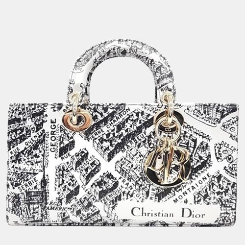 Christian Dior White/Black Plan de Paris Printed Calfskin Medium Lady D-Joy Bag - Dior - Modalova