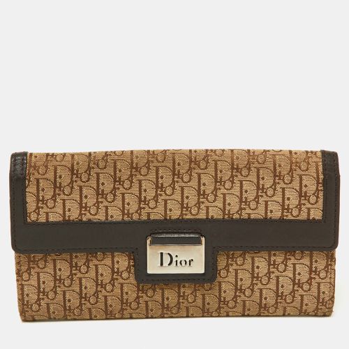 Dior Beige/Brown Oblique Canvas and Leather Flap Continental Wallet - Dior - Modalova