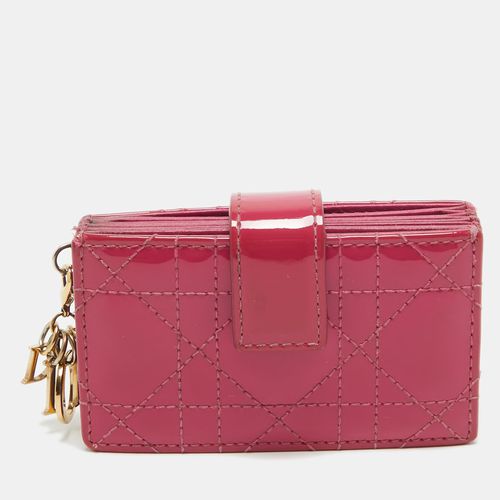 Dior Pink Cannage Patent Leather Lady Dior 5 Gusset Card Holder - Dior - Modalova