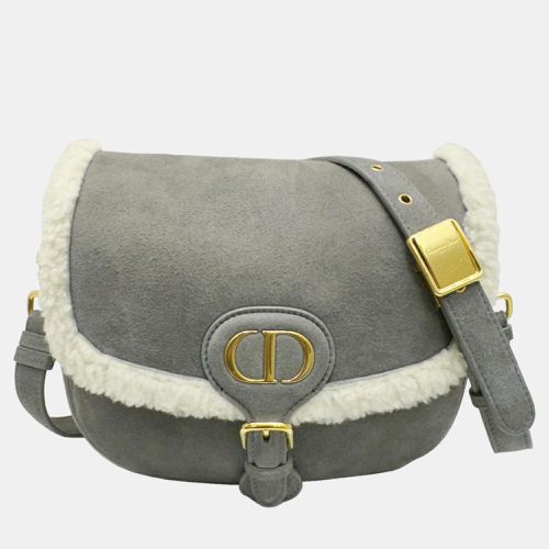 Christian Dior Grey/White Suede/Shearling Small Dior Bobby Bag - Dior - Modalova