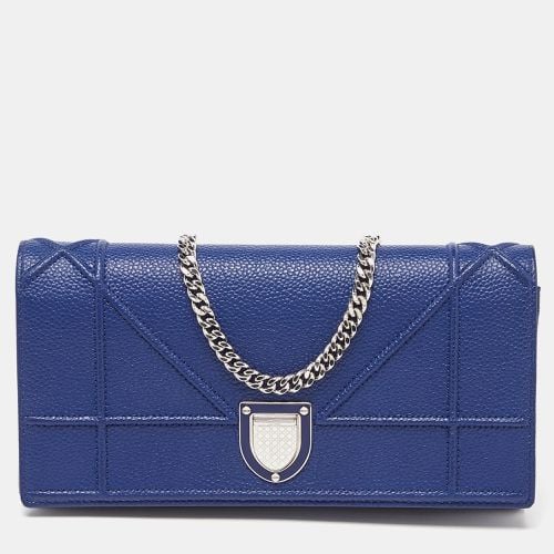 Dior Navy Blue Leather Diorama Wallet On Chain - Dior - Modalova