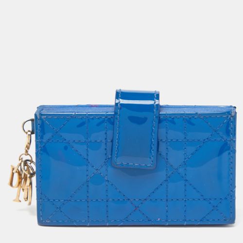 Dior Blue Cannage Patent Leather 5 Gusset Card Holder - Dior - Modalova