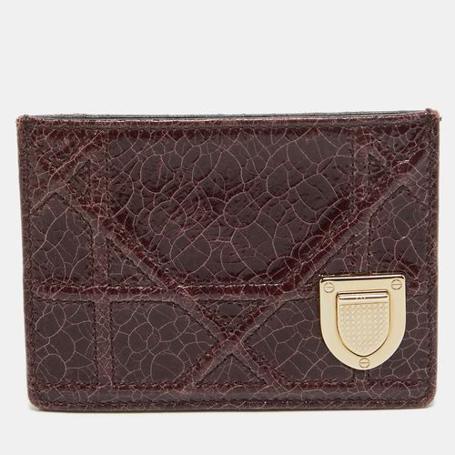 Dior Burgundy Crackled Patent Leather Diorama Card Holder - Dior - Modalova