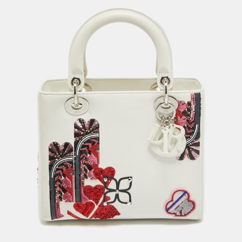 Dior White Leather Medium Sequin and Embroidered Lady Dior Tote - Dior - Modalova