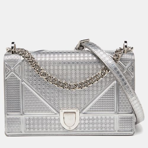 Dior Silver Microcannage Patent Leather Medium Diorama Flap Shoulder Bag - Dior - Modalova