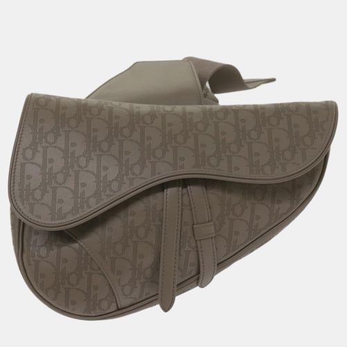 Dior Grey Perforated Oblique Leather Saddle Body Bag - Dior - Modalova