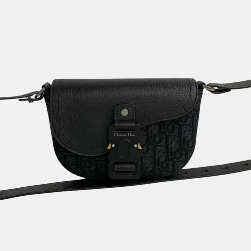 Dior Black Canvas Oblique Mini Saddle Crossbody Bag - Dior - Modalova