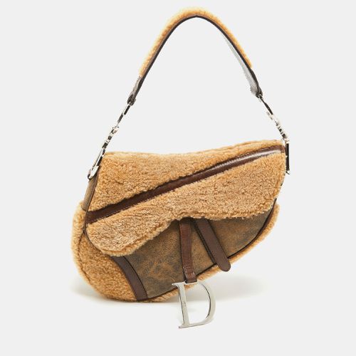 Dior Beige/Brown Shearling and Leather Saddle Bag - Dior - Modalova