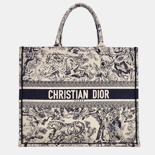 Ivory/Navy Canvas Book Tote Bag - Dior - Modalova