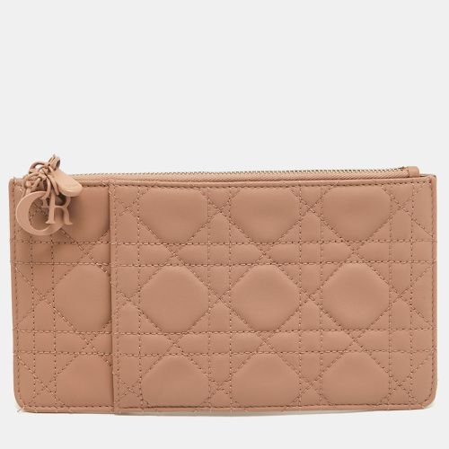 Dior Dusty Pink Cannage Leather Lady Dior Zip Pouch - Dior - Modalova