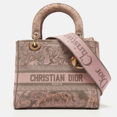 Dior Pink/Grey Embroidered Canvas Medium Lady D-Lite Tote - Dior - Modalova