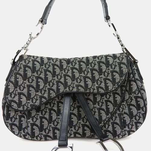 Dior Grey Fabric, Canvas, Leather Double Saddle Shoulder Bag - Dior - Modalova