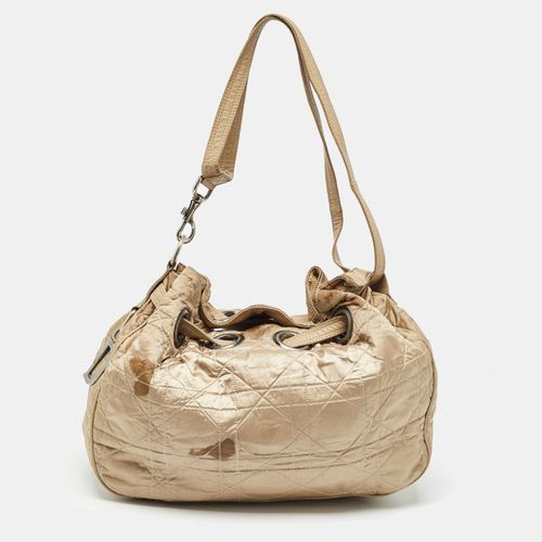 Dior Beige Cannage Nylon and Leather Drawstring Bag - Dior - Modalova