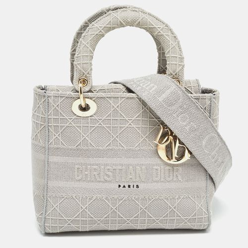 Dior Grey Cannage Embroidered Canvas Medium Lady D-Lite Tote - Dior - Modalova