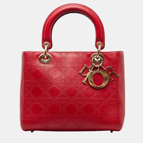 Dior Red Leather Medium Lady Dior Tote Bag - Dior - Modalova