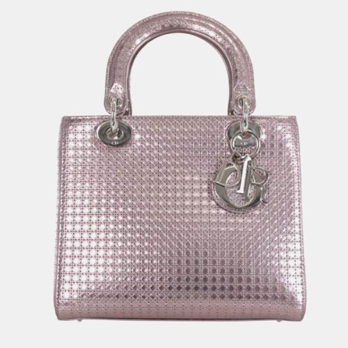 Dior Metallic Leather Medium Microcannage Lady Dior Tote Bag - Dior - Modalova