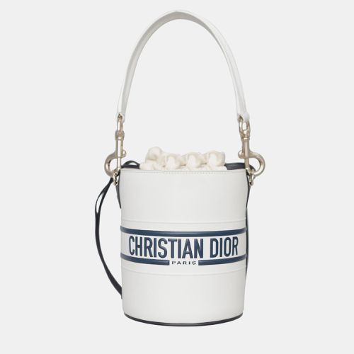 Dior White/Navy Blue Leather Vibe Bucket Bag - Dior - Modalova