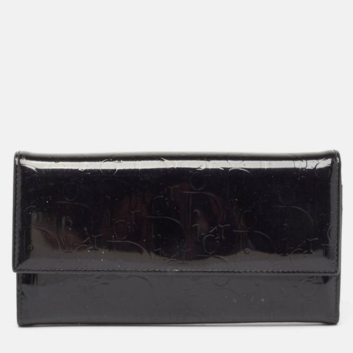 Dior Black Oblique Embossed Patent Leather Continental Wallet - Dior - Modalova