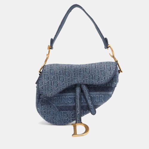 Dior Blue Denim Oblique Saddle bag - Dior - Modalova