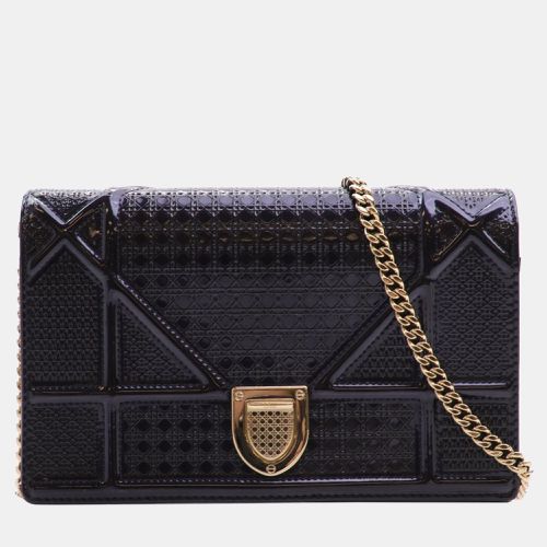 Dior Dark Blue Patent Leather Diorama Wallet on Chain - Dior - Modalova