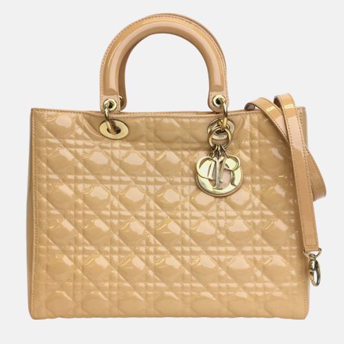 Dior Beige Patent Leather Large Lady Dior Tote Bag - Dior - Modalova