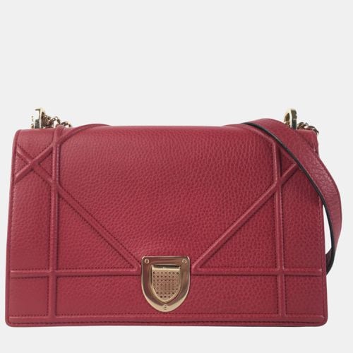 Dior Red Pebbled Leather Medium Diorama Shoulder Bag - Dior - Modalova