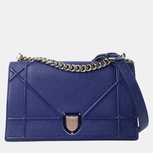 Dior Blue Grained Calfskin Leather Medium Diorama Shoulder Bag - Dior - Modalova