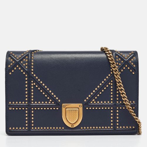 Dior Navy Blue Leather Studded Diorama Wallet on Chain - Dior - Modalova