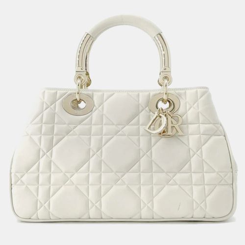 Dior White Leather Medium The Lady 95.22 Top Handle Bag - Dior - Modalova