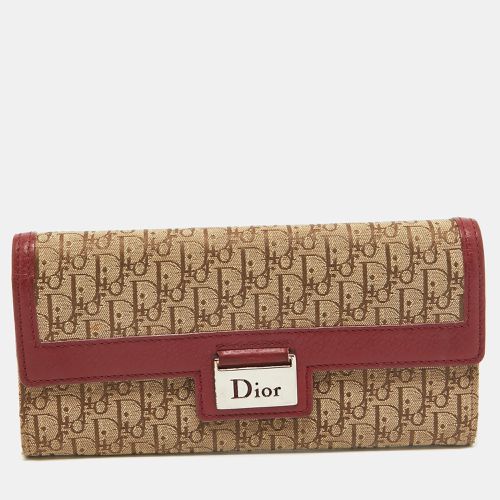 Dior Red/Beige Oblique Fabric and Leather Street Chic Wallet - Dior - Modalova