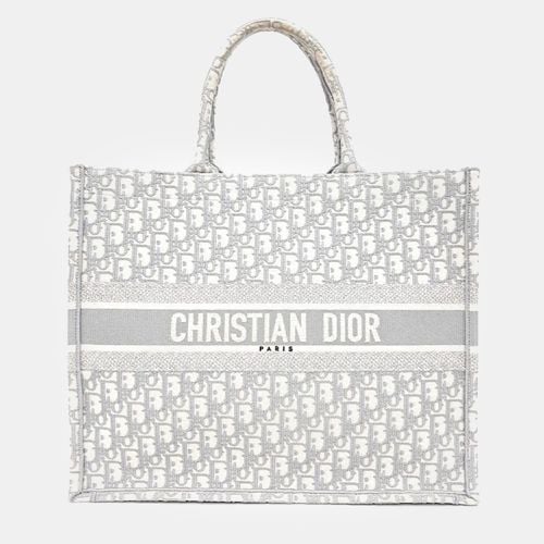 Dior Light Gray Oblique Canvas Book Tote Bag - Dior - Modalova